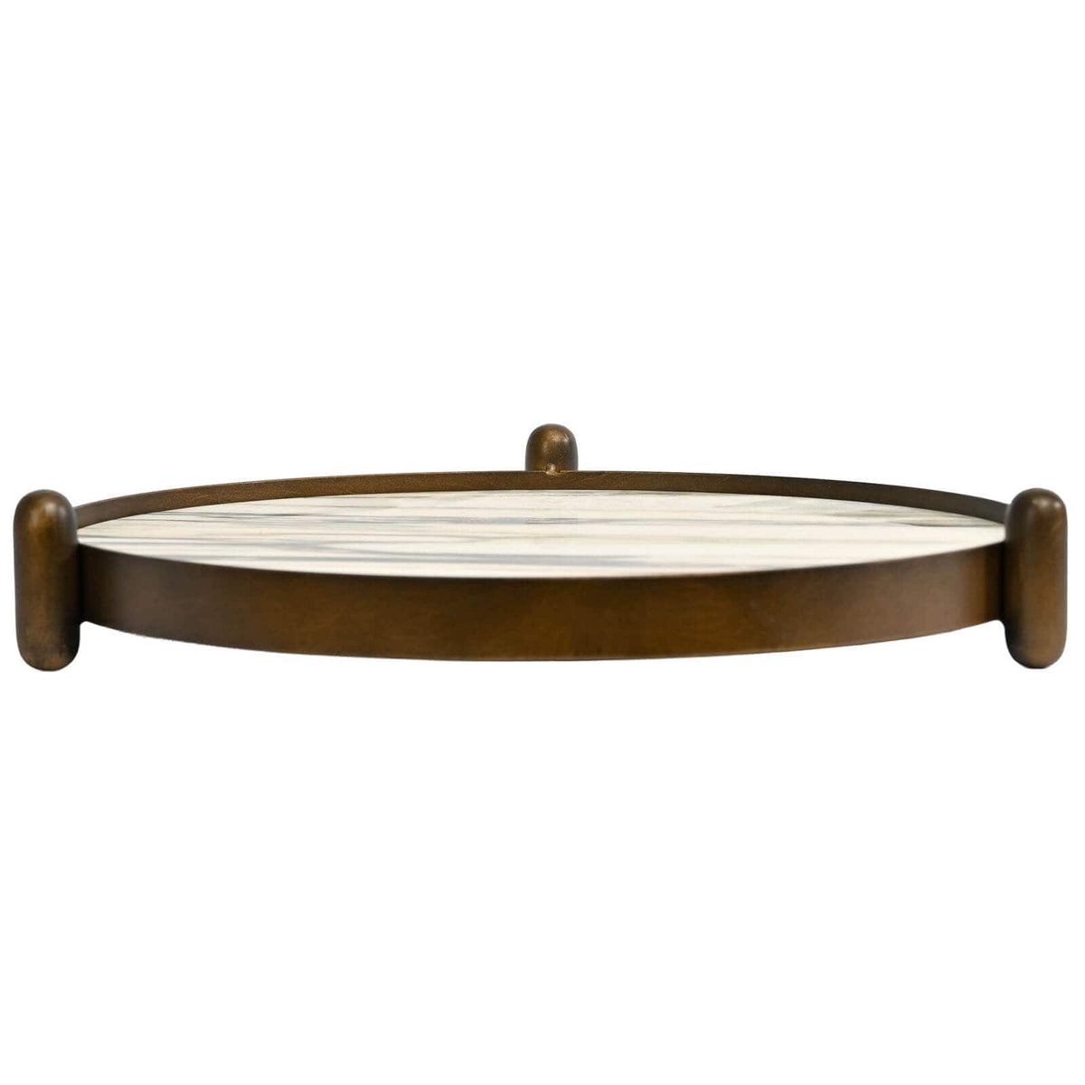 Keiichi Accessories Metal Framed Round Tray in Landscape Marble House of Isabella UK