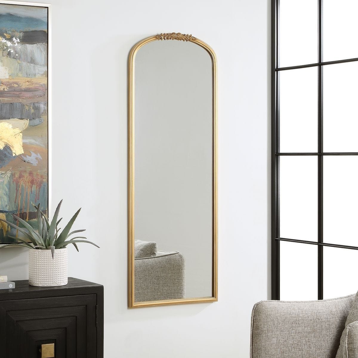 Keiichi Decor Edith Tall Antique Gold Mirror House of Isabella UK