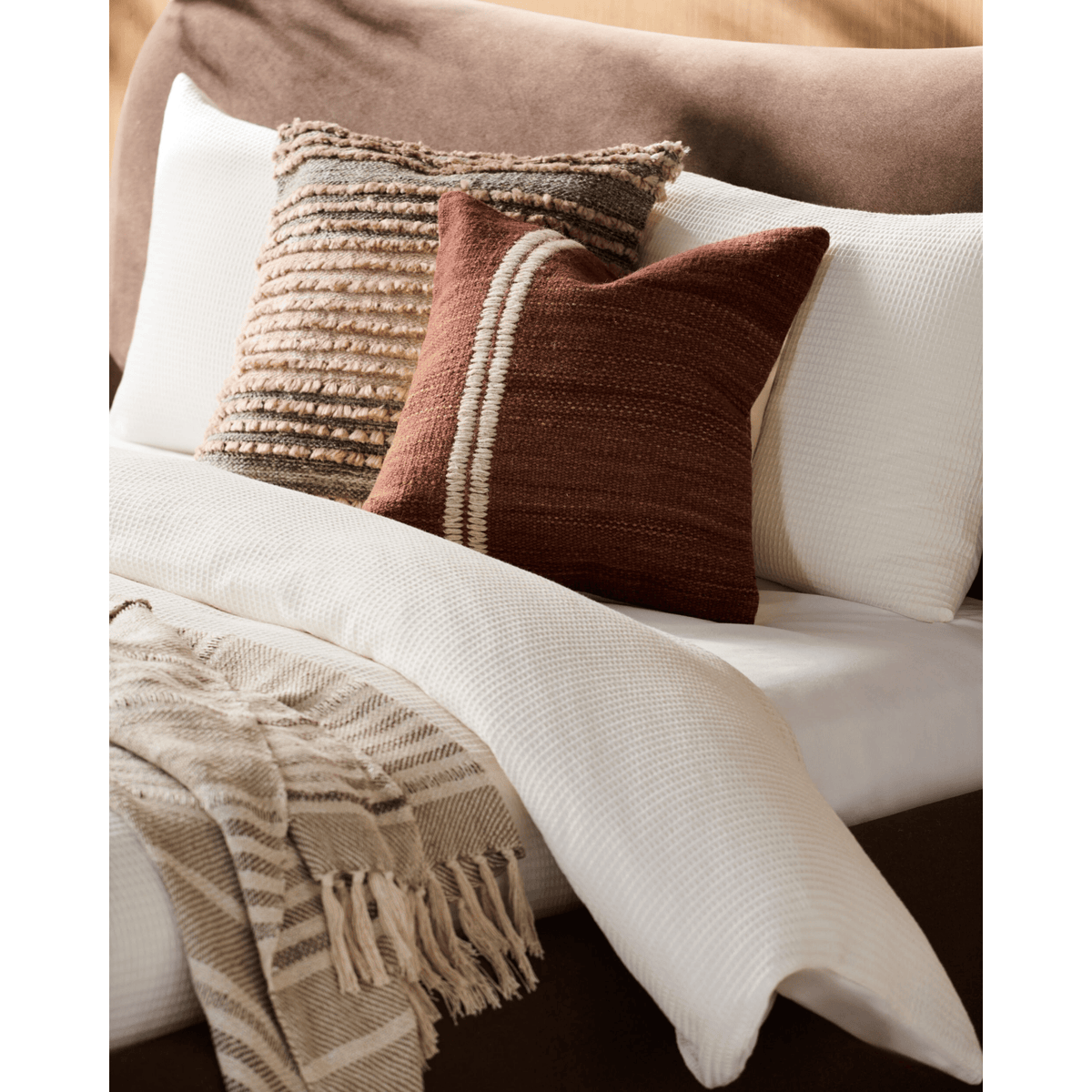 Keiichi Decor Jundah Woven Cushion in Warm Red - 51 x 51 cm House of Isabella UK