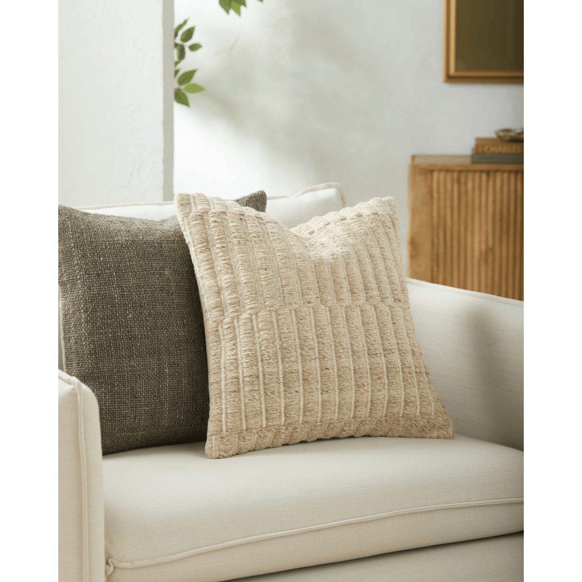 Keiichi Decor Monacizzo Hand Woven Cushion in Warm Natural - 51 x 51 cm House of Isabella UK
