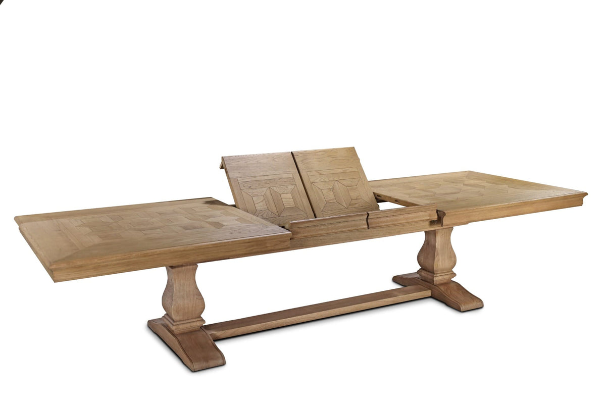 Keiichi Dining Bath Extending Oak Parquet Dining Table 180-280cm House of Isabella UK