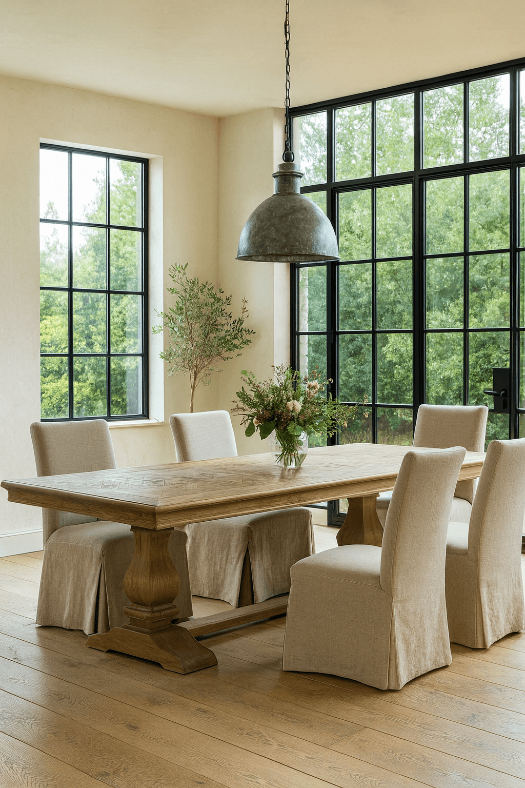 Keiichi Dining Bath Extending Oak Parquet Dining Table 180-280cm House of Isabella UK