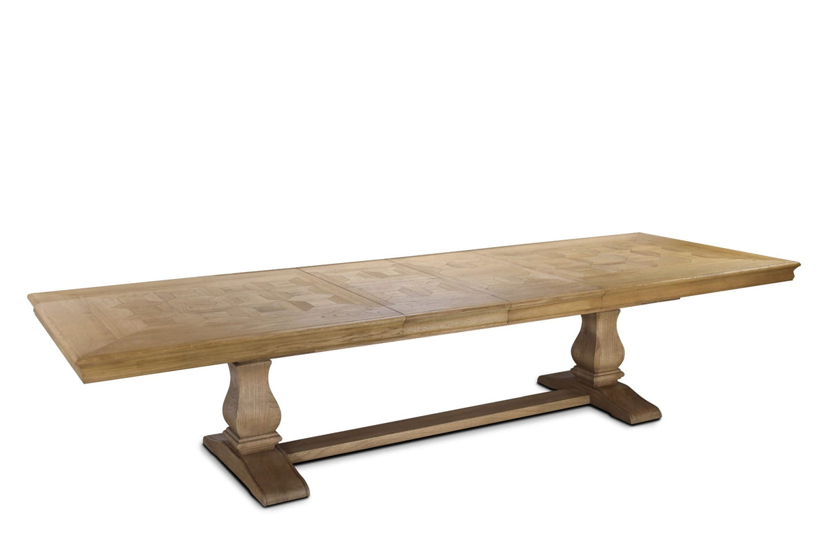 Keiichi Dining Bath Extending Oak Parquet Dining Table 180-280cm House of Isabella UK