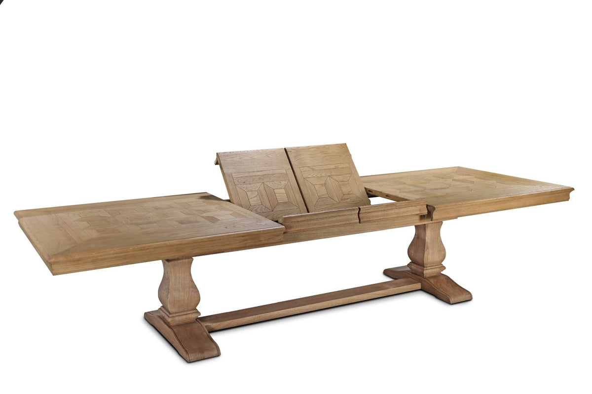 Keiichi Dining Bath Extending Oak Parquet Top Dining Table - 250-350cm House of Isabella UK