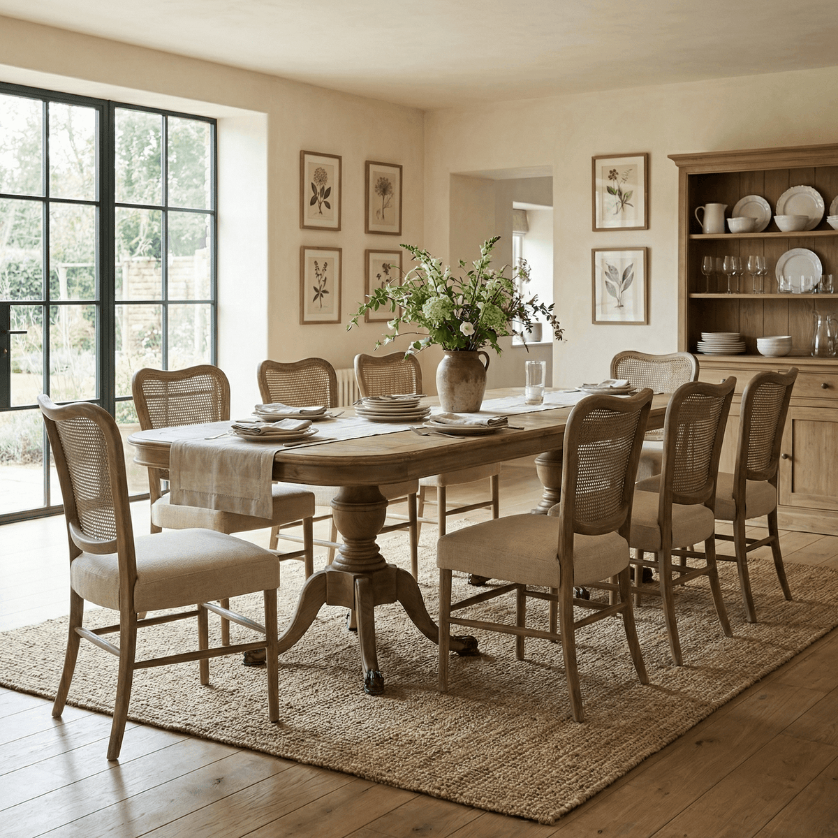 Keiichi Dining Chadlington Rattan and Natural Linen Dining Chair House of Isabella UK