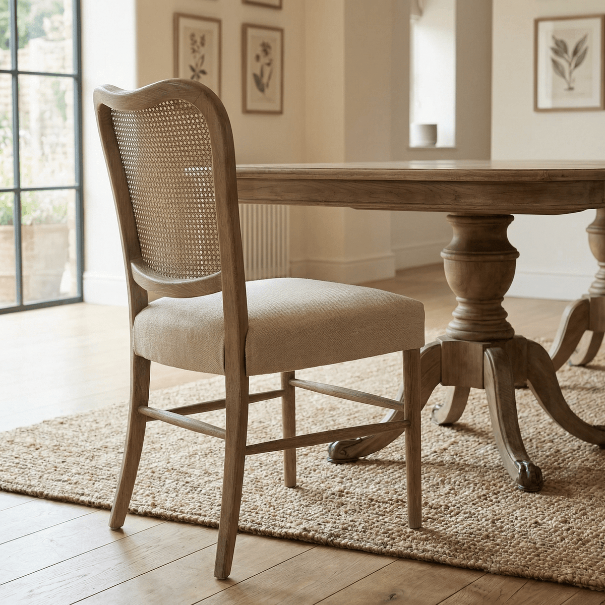 Keiichi Dining Chadlington Rattan and Natural Linen Dining Chair House of Isabella UK