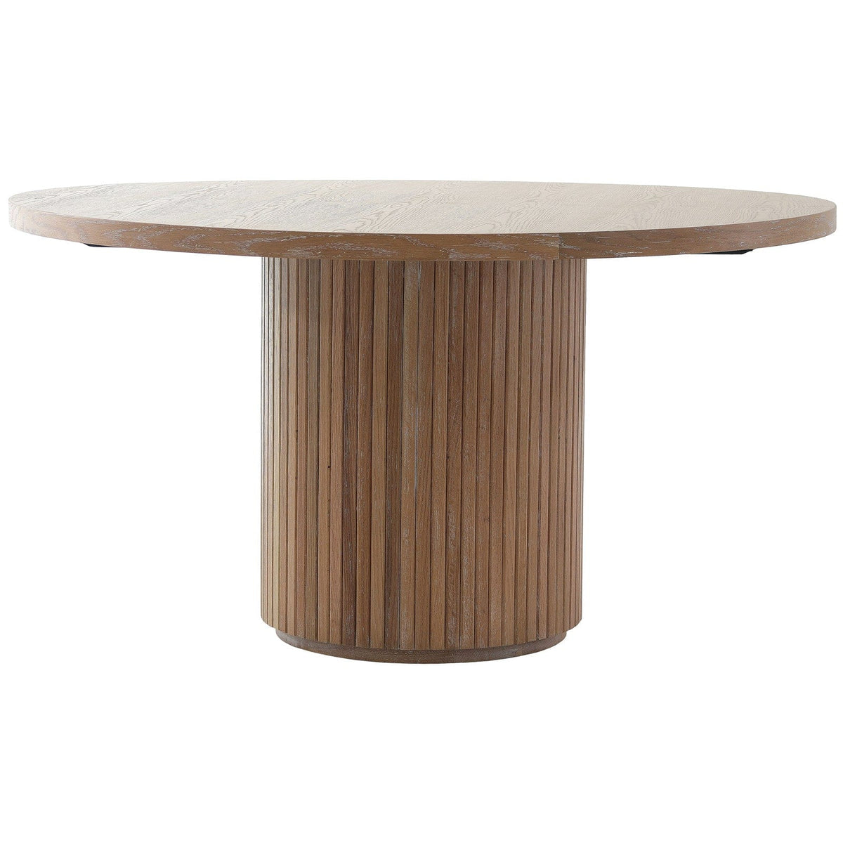 Keiichi Dining Reeded Oak Round Dining Table House of Isabella UK
