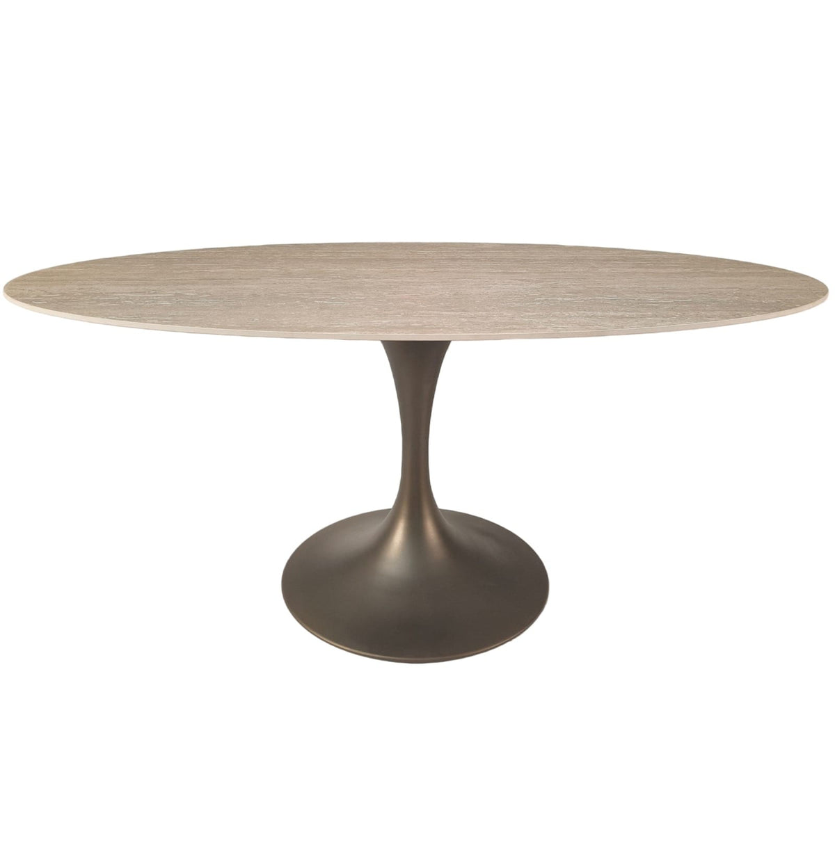 Keiichi Dining Sutton Oval Dining Table in Travertine Ceramic - 180cm House of Isabella UK