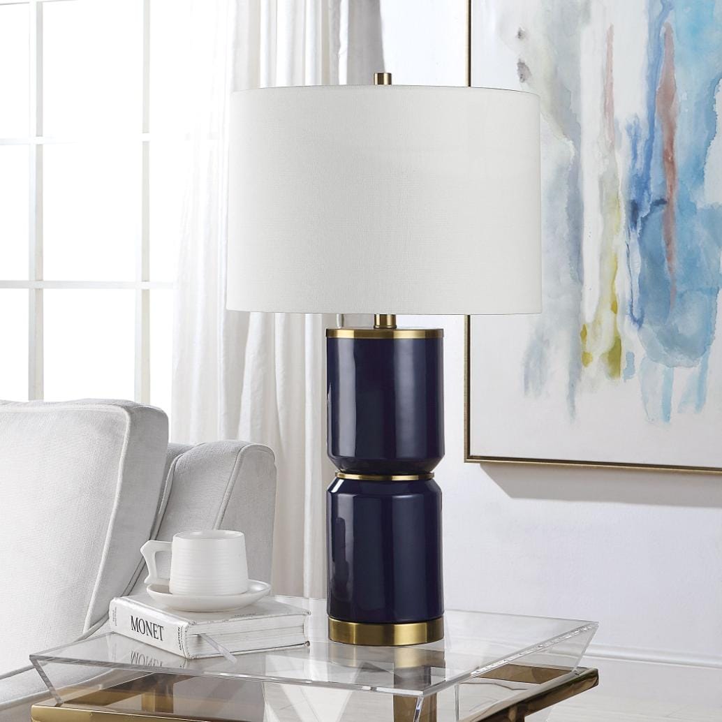 Keiichi Lighting Lilian Table Lamp Navy Blue House of Isabella UK