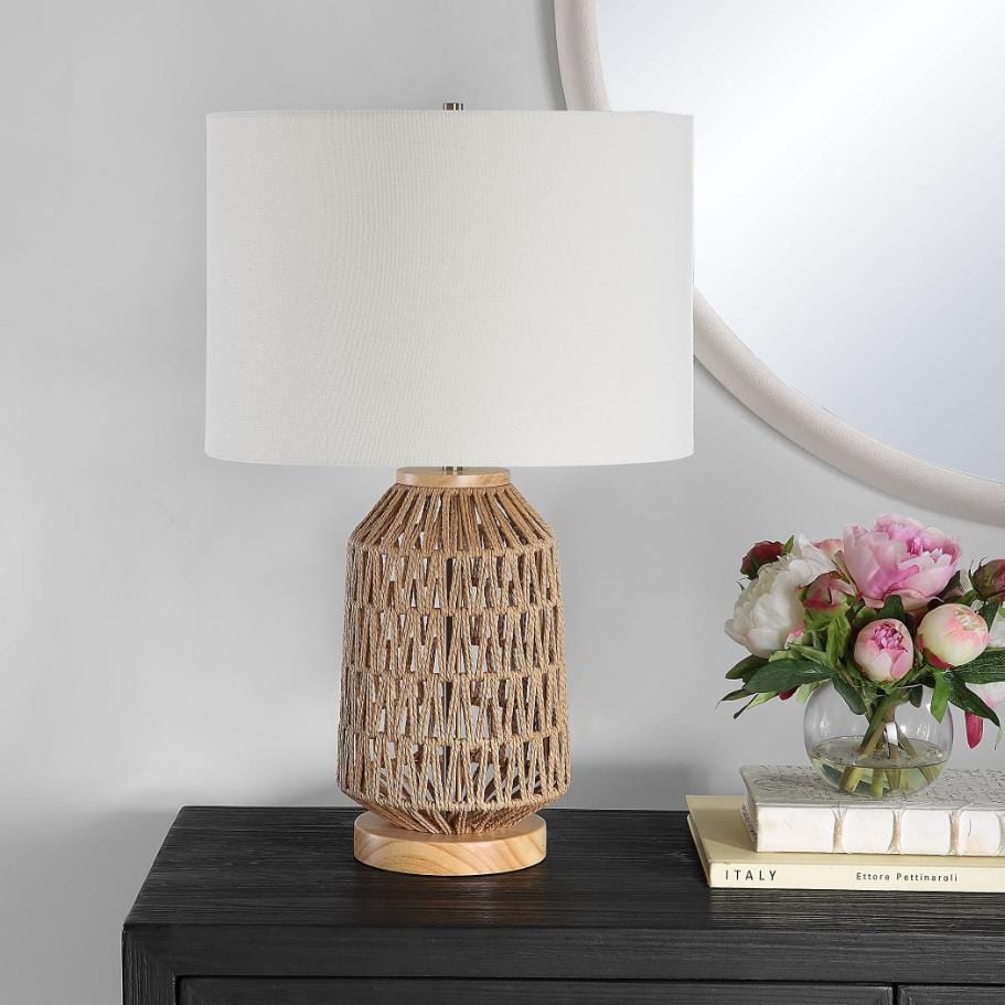 Keiichi Lighting Natural Woven Table Lamp House of Isabella UK