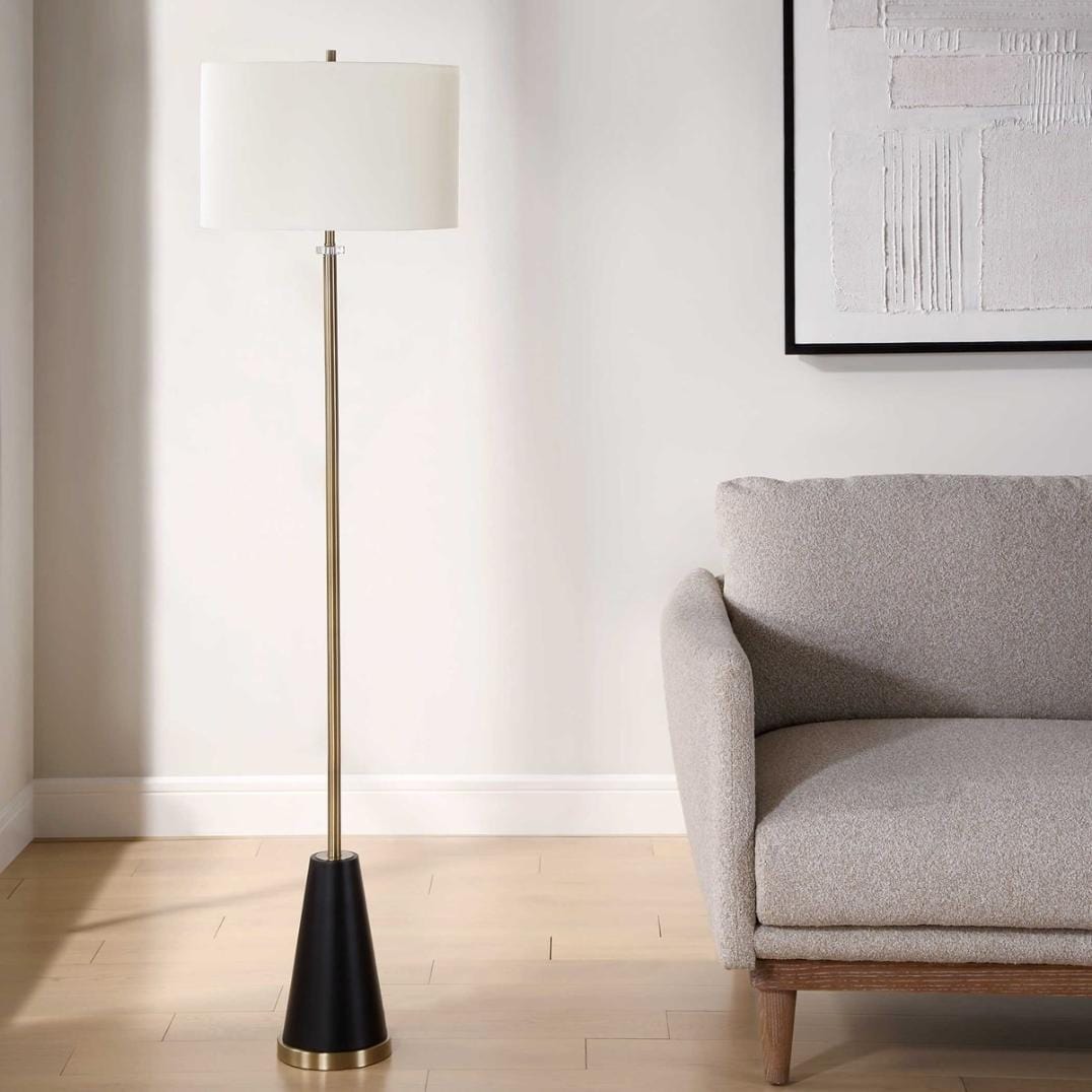 Keiichi Lighting Stuart Floor Lamp Black and Brass House of Isabella UK