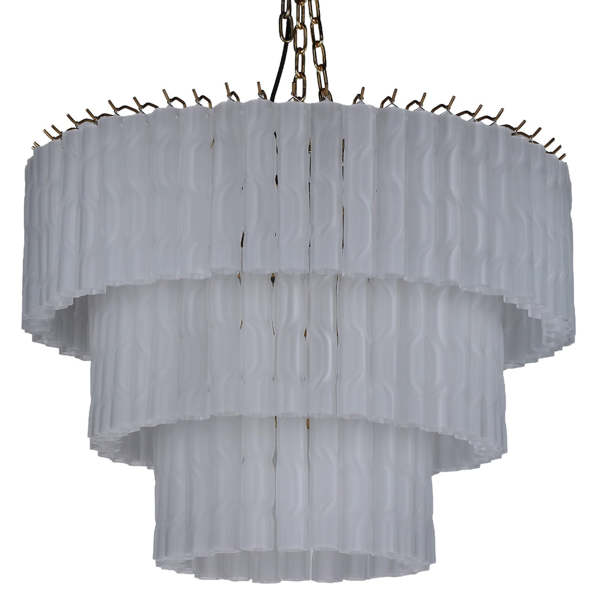 Keiichi Lighting Twisted Frost Glass Chandelier - Large House of Isabella UK