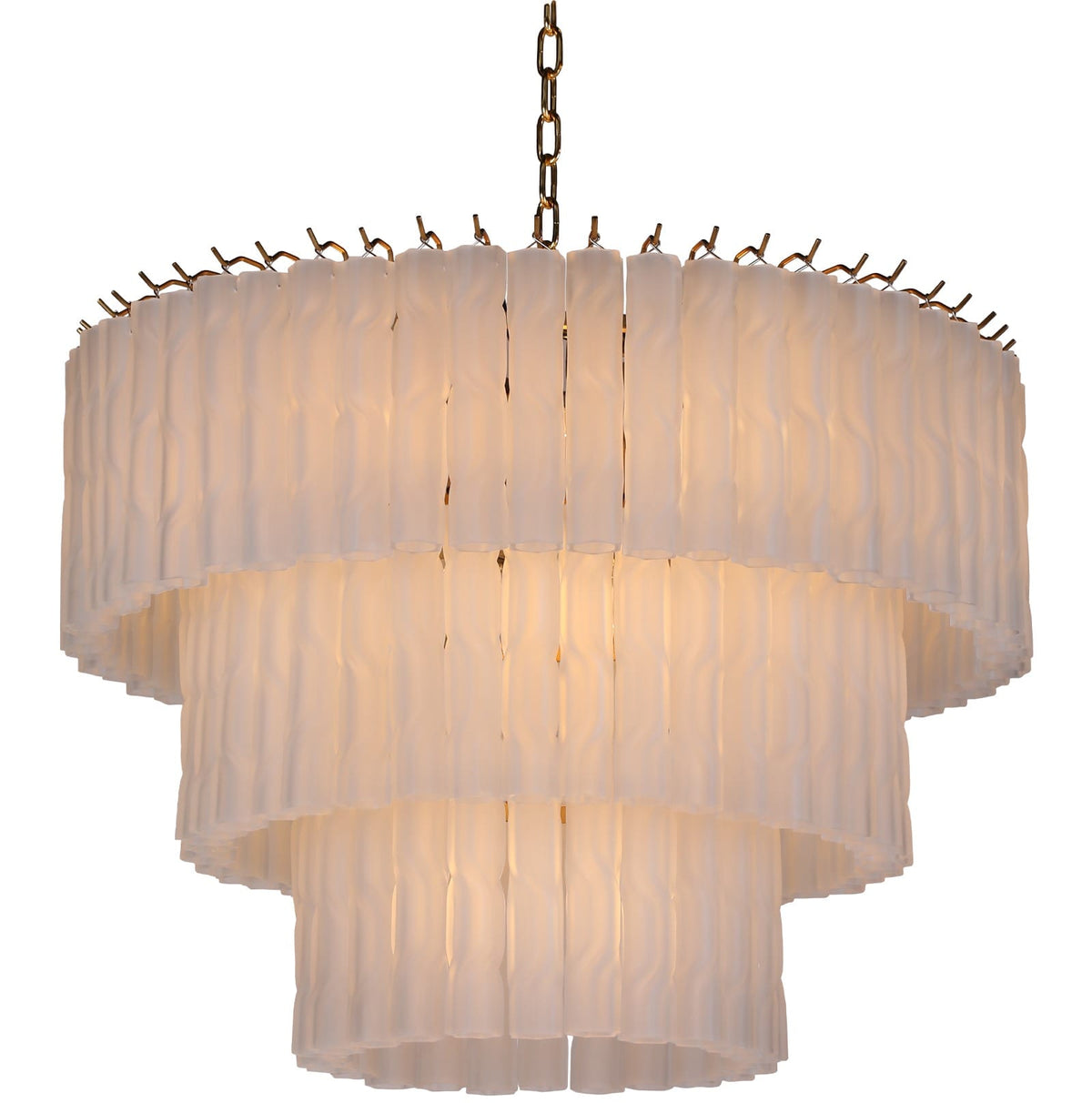 Keiichi Lighting Twisted Frost Glass Chandelier - Large House of Isabella UK