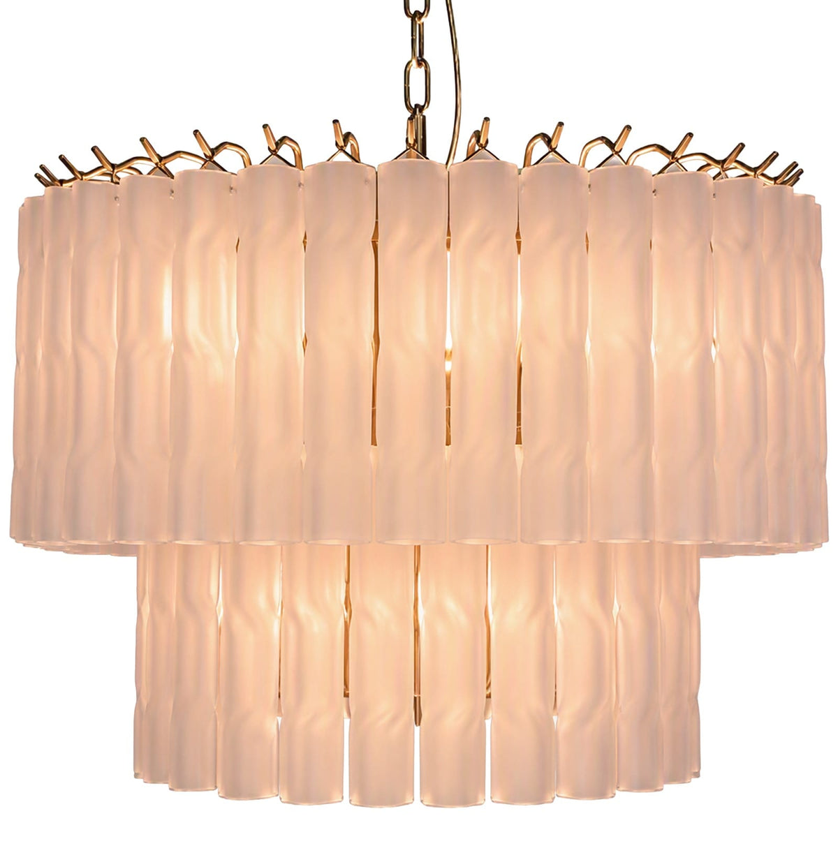 Keiichi Lighting Twisted Frost Glass Chandelier - Small House of Isabella UK