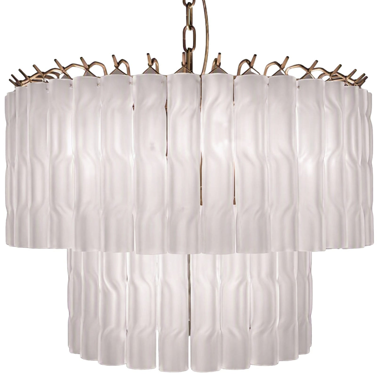 Keiichi Lighting Twisted Frost Glass Chandelier - Small House of Isabella UK
