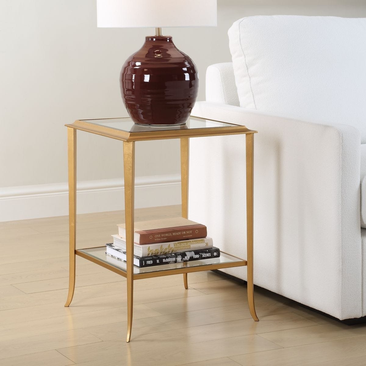 Keiichi Living Austen Square Gold Leaf Side Table House of Isabella UK