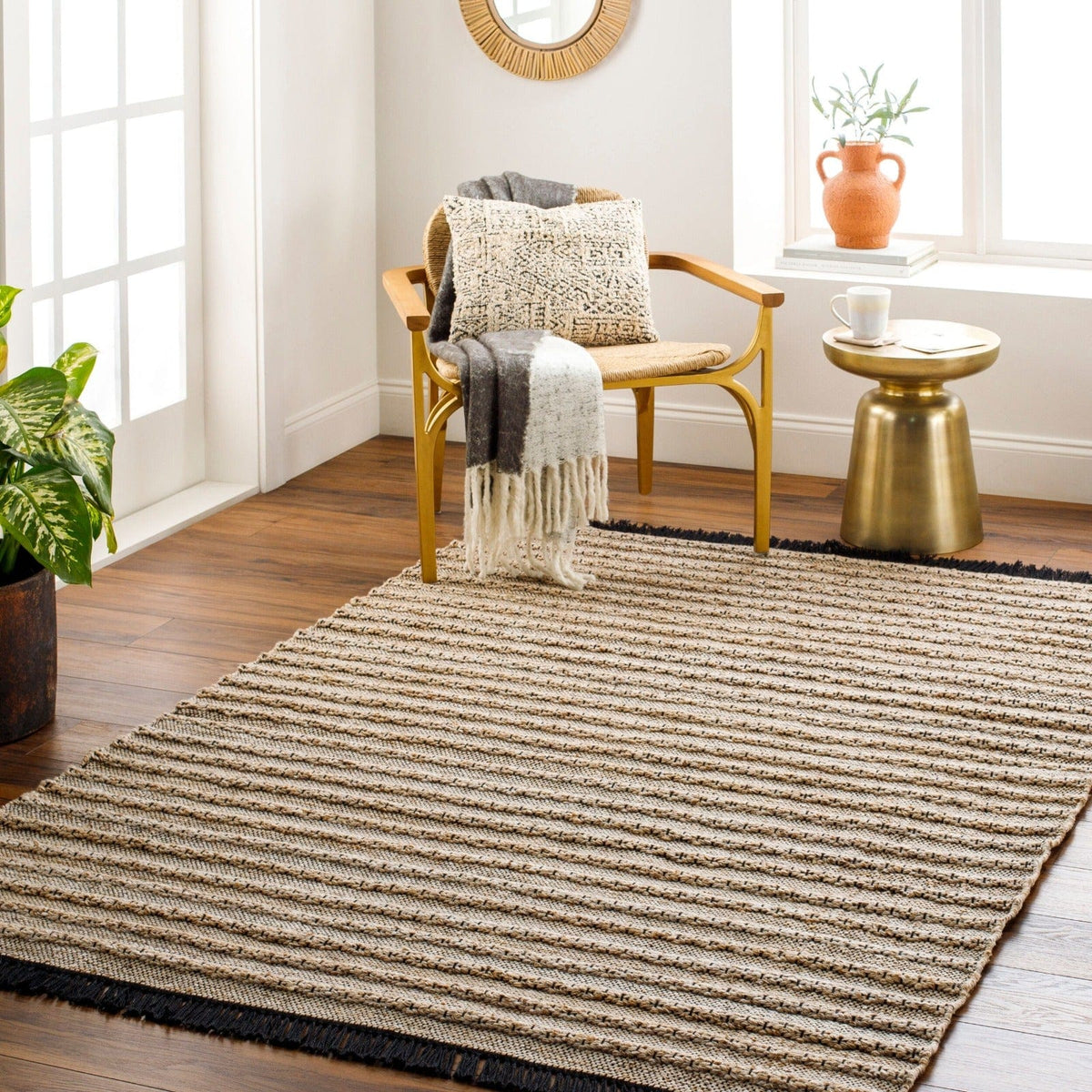Keiichi Living Azalea Hand Woven Dark Beige Rug 305 x 244 cm House of Isabella UK