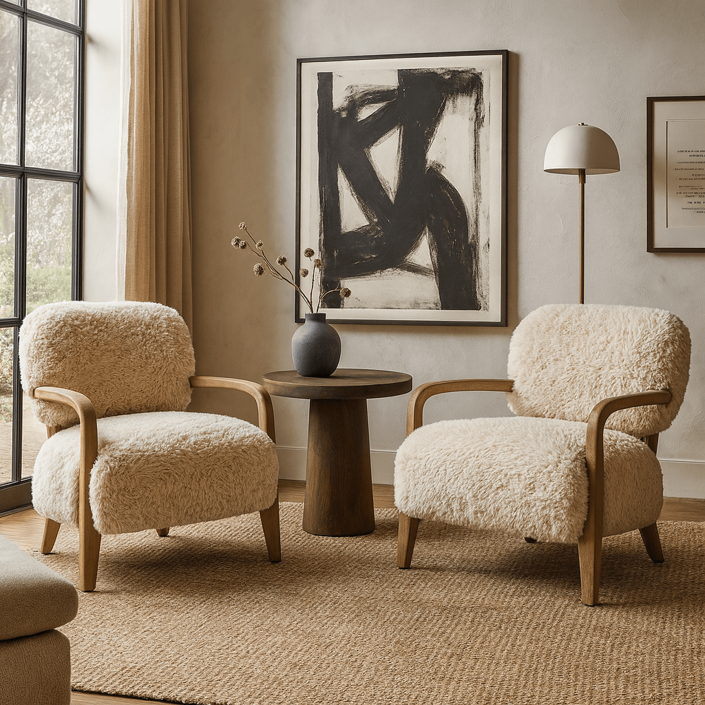 Keiichi Living Baaab Accent Chair in Faux Sheepskin House of Isabella UK