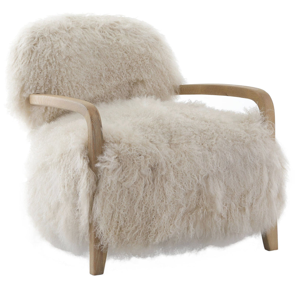 Keiichi Living Baaarb Accent Chair in Natural Long Sheepskin House of Isabella UK