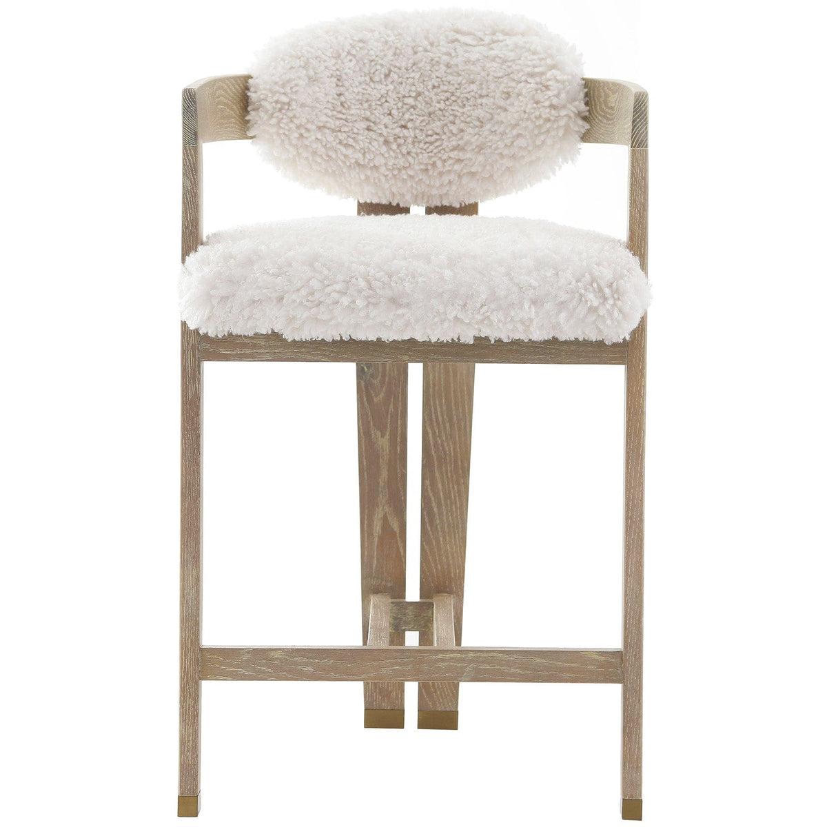 Keiichi Living Baaarb Counter Stool in Faux Sheepskin House of Isabella UK