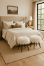 Keiichi Living Baaarb Stool in White Faux Sheepskin House of Isabella UK