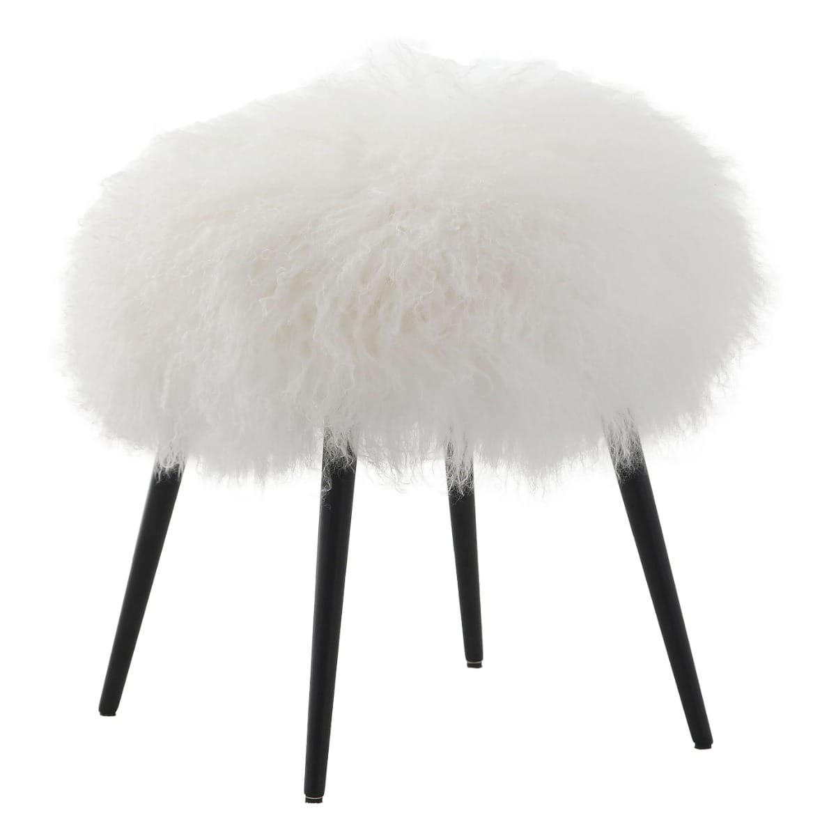 Keiichi Living Baaarb Stool in White Faux Sheepskin House of Isabella UK