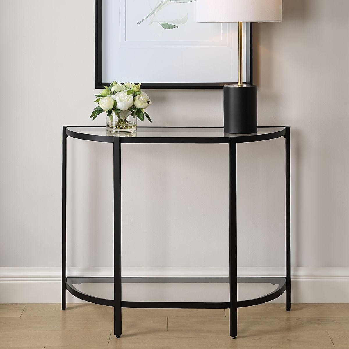 Keiichi Living Demilune Black Console Table House of Isabella UK