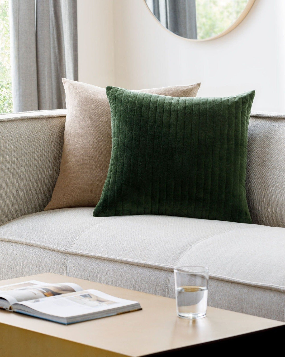 Keiichi Living Digby Velvet Cushion in Forest Green - 51 x 51 cm House of Isabella UK