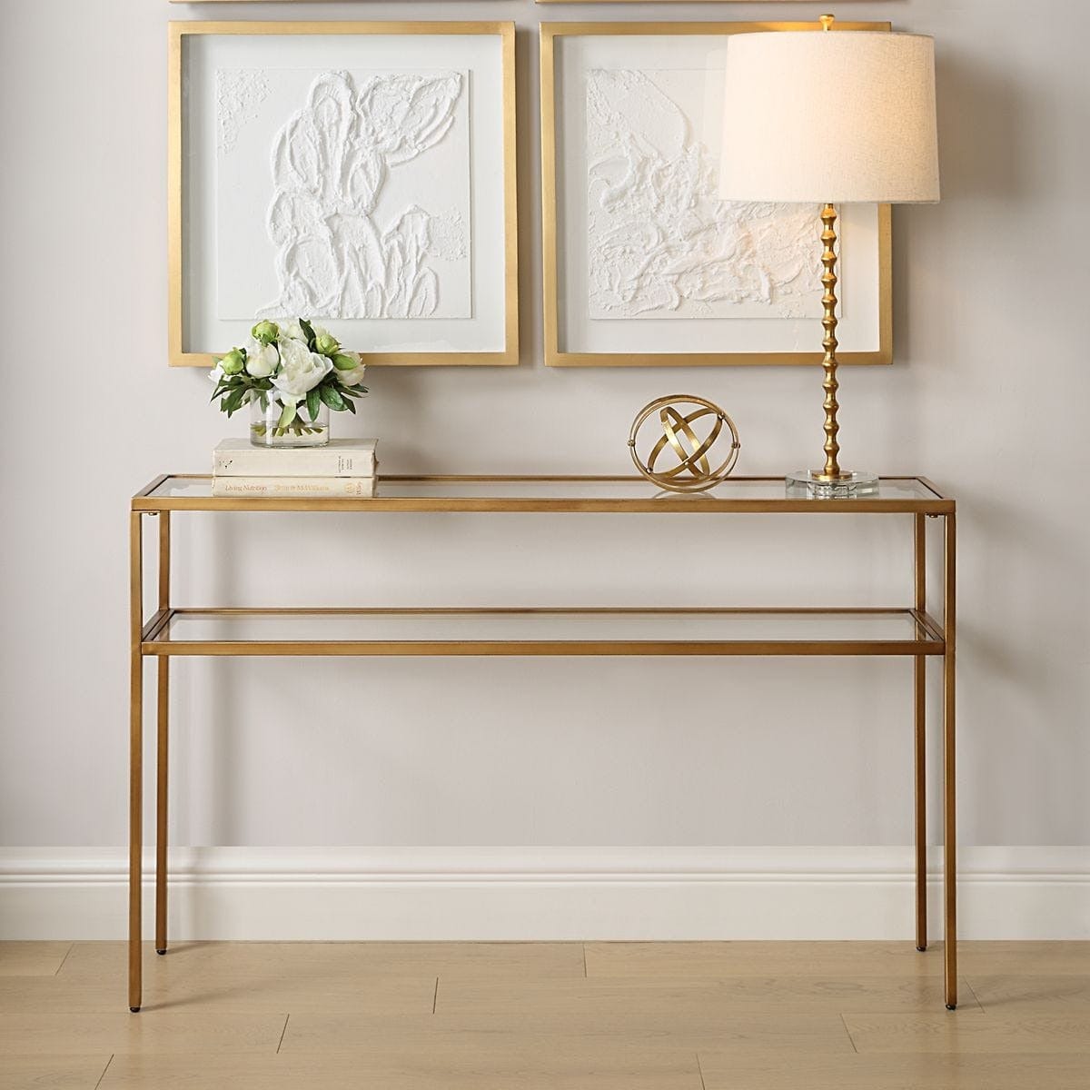 Keiichi Living Eleanor Two Tier Gold Console Table House of Isabella UK