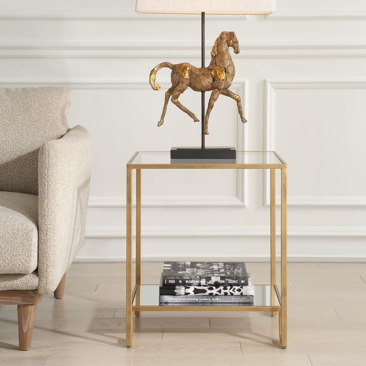 Keiichi Living Eleanor Two Tier Gold Side Table House of Isabella UK