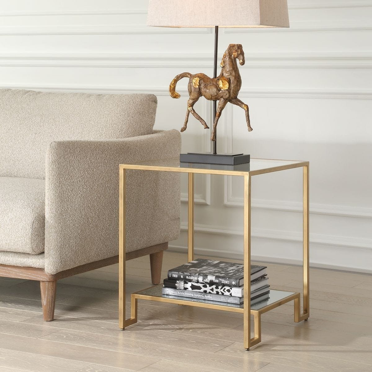 Keiichi Living Eleanor Two Tier Gold Side Table House of Isabella UK