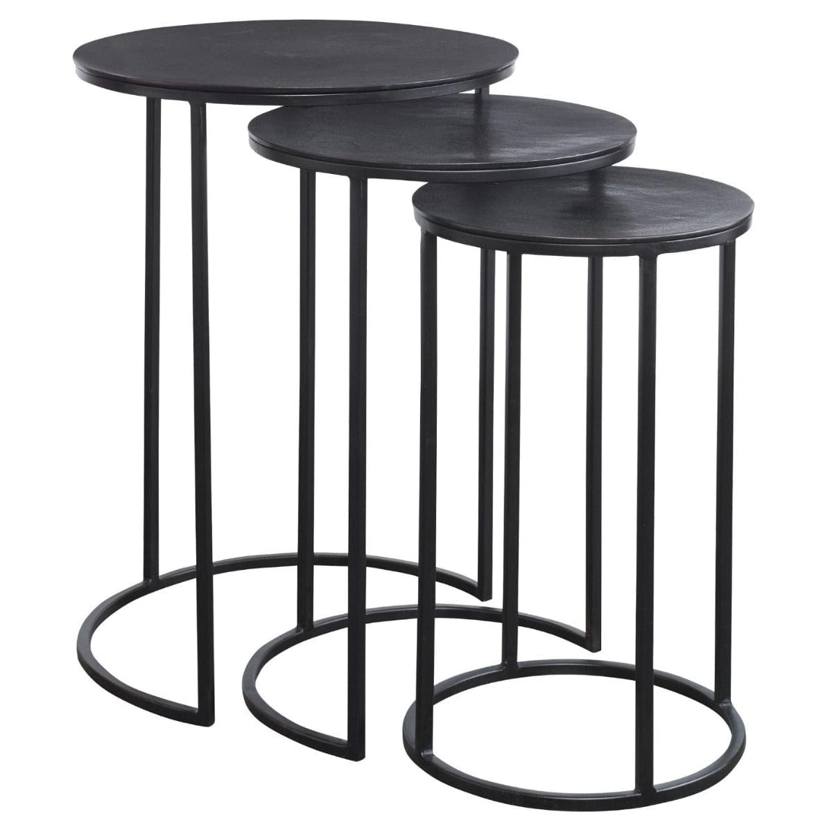 Keiichi Living Espresso Set of Round Nesting Tables House of Isabella UK