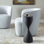 Keiichi Living Hourglass Black Textured Side Table House of Isabella UK