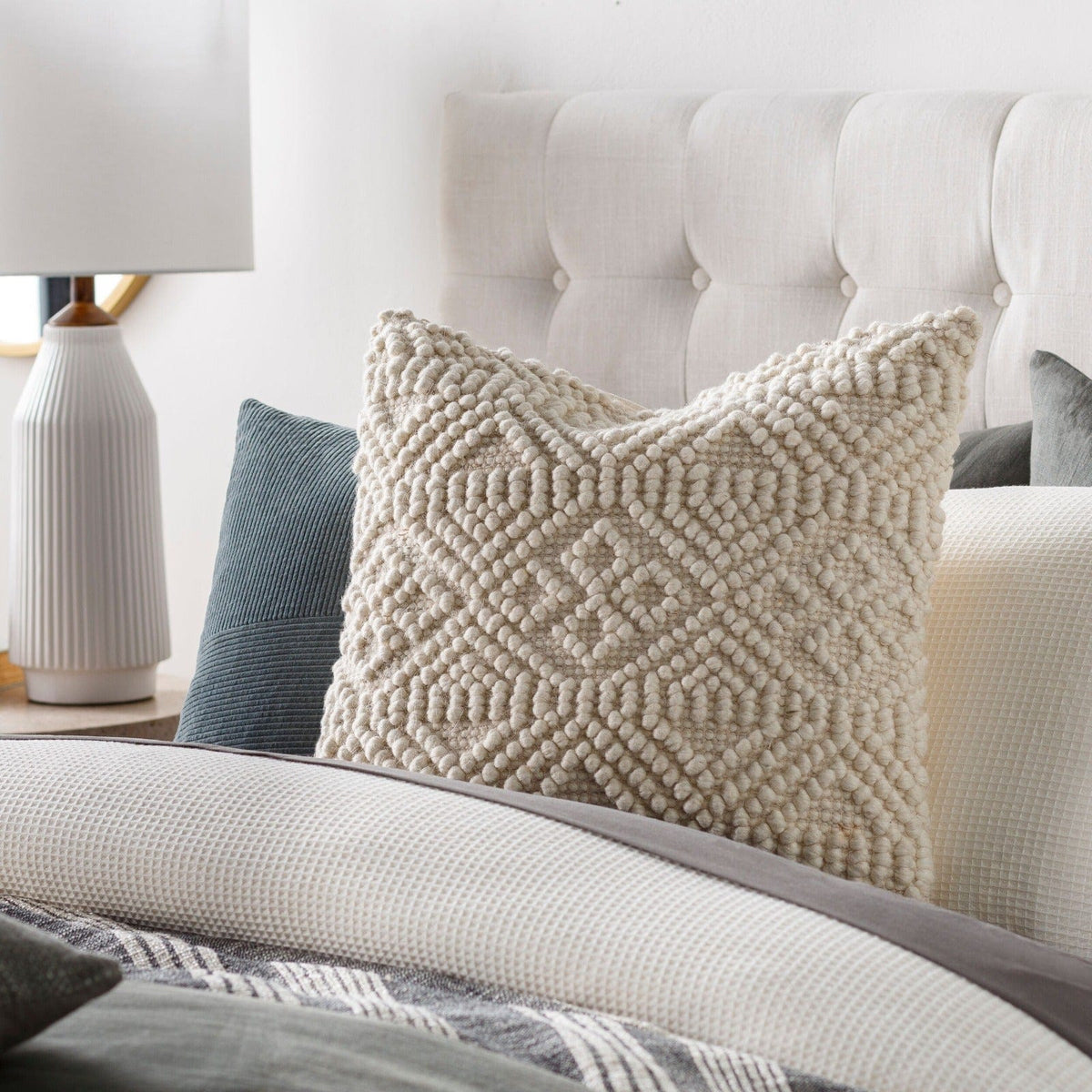 Keiichi Living Hygge Hand Woven Cushion in Cream - 51 x 51 cm House of Isabella UK