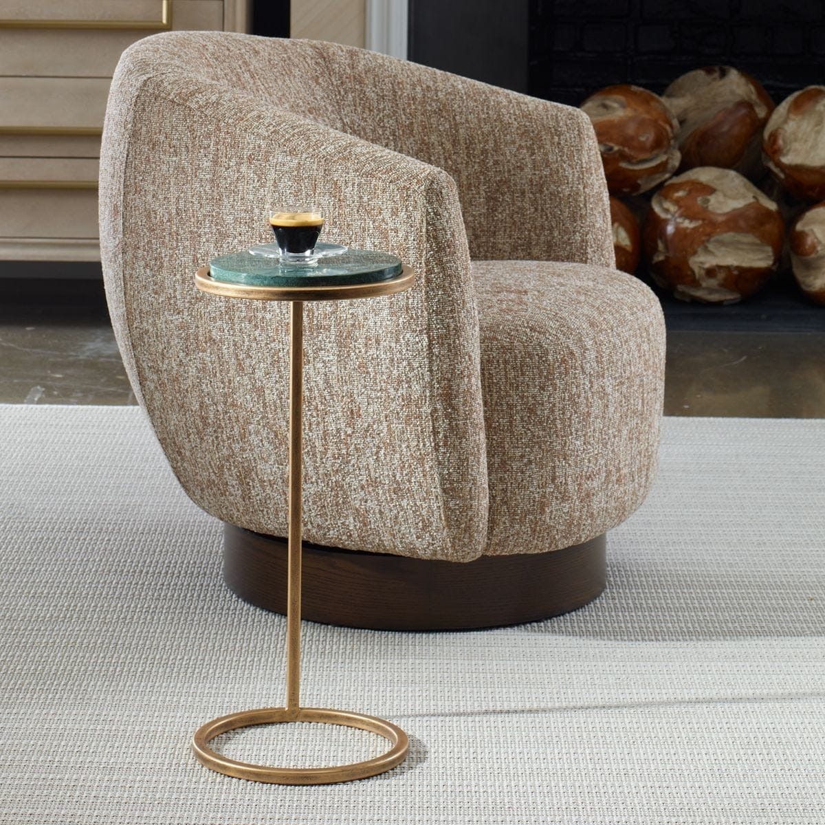 Keiichi Living Levitate Green Marble Side Table House of Isabella UK