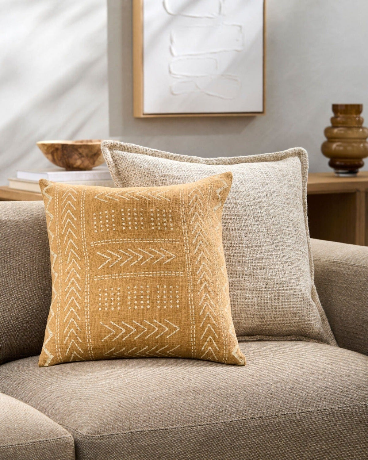 Keiichi Living Malian Hand Woven Cushion in Mustard - 51 x 51 cm House of Isabella UK