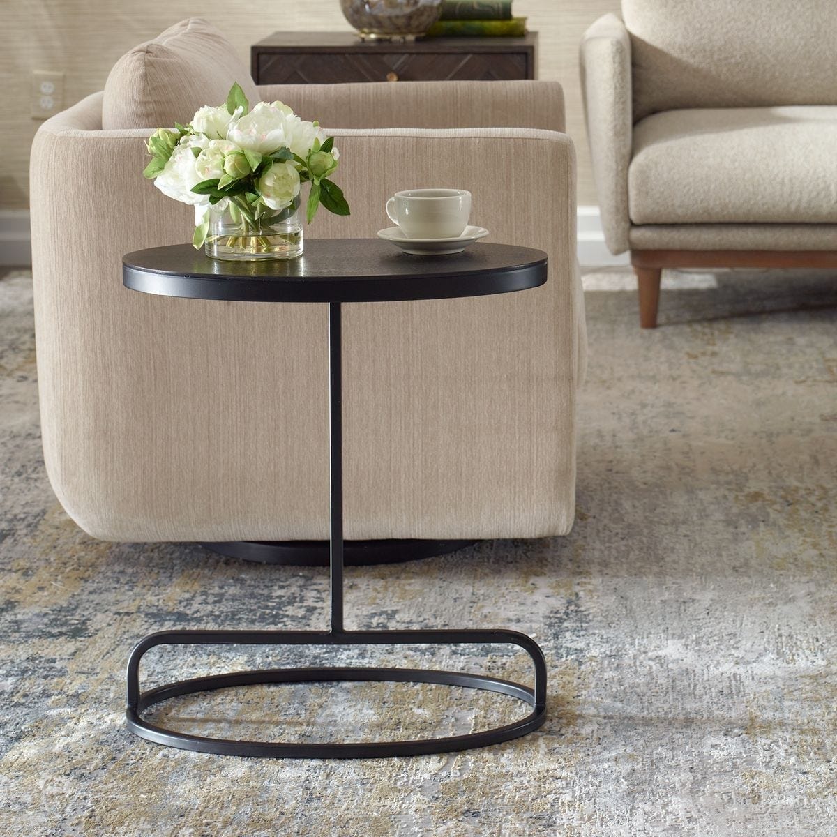 Keiichi Living Matisse Black Oval Side Table House of Isabella UK