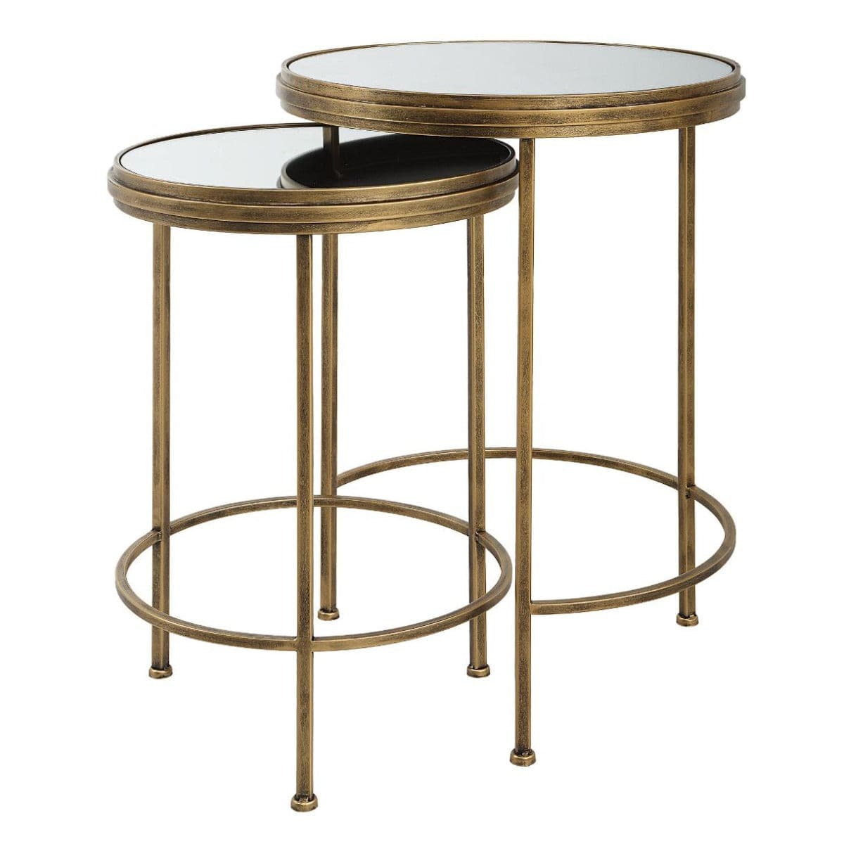 Keiichi Living Occular Nesting Side Tables Brushed Gold House of Isabella UK