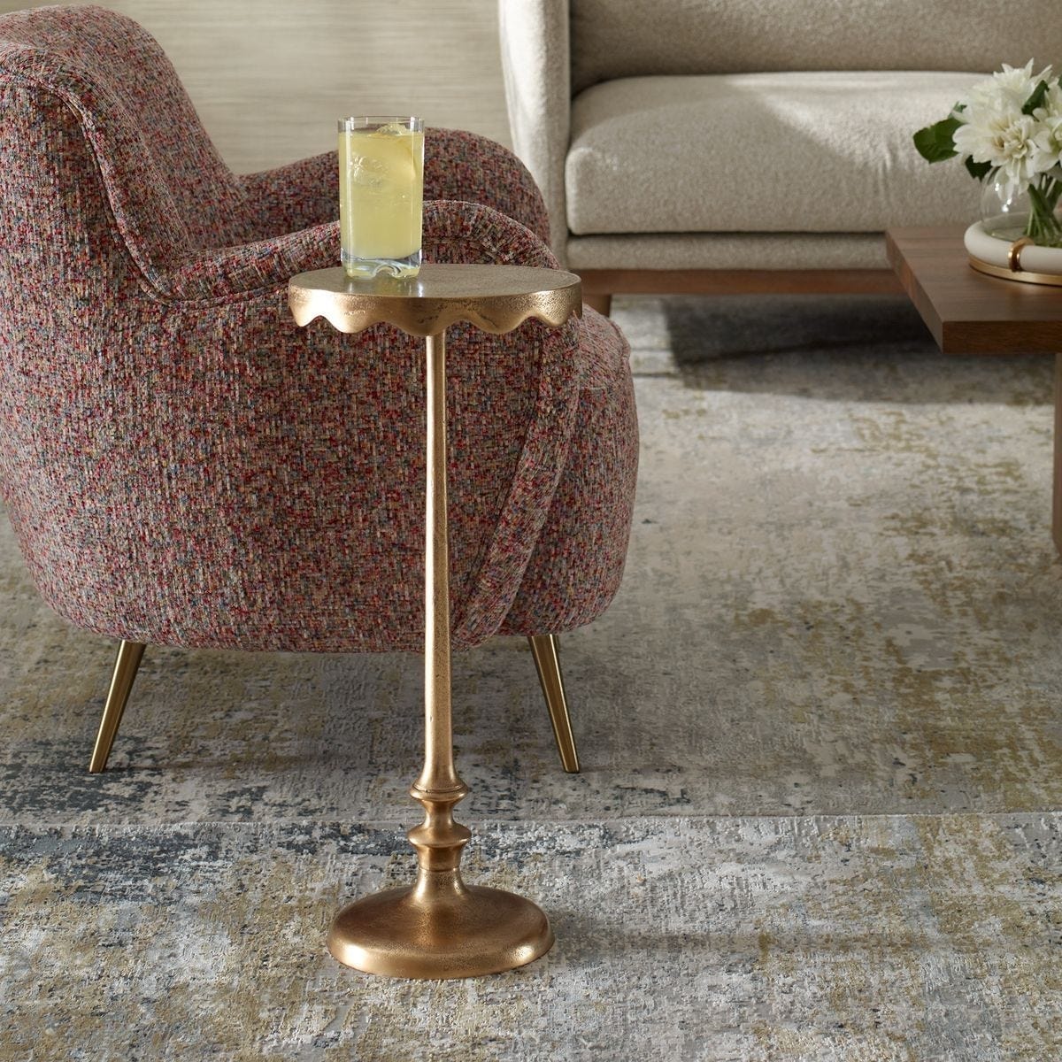 Keiichi Living Octavia Antique Brass Side Table House of Isabella UK