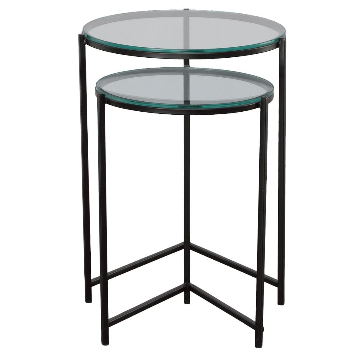 Keiichi Living Orbit Nesting Side Tables Black & Glass House of Isabella UK