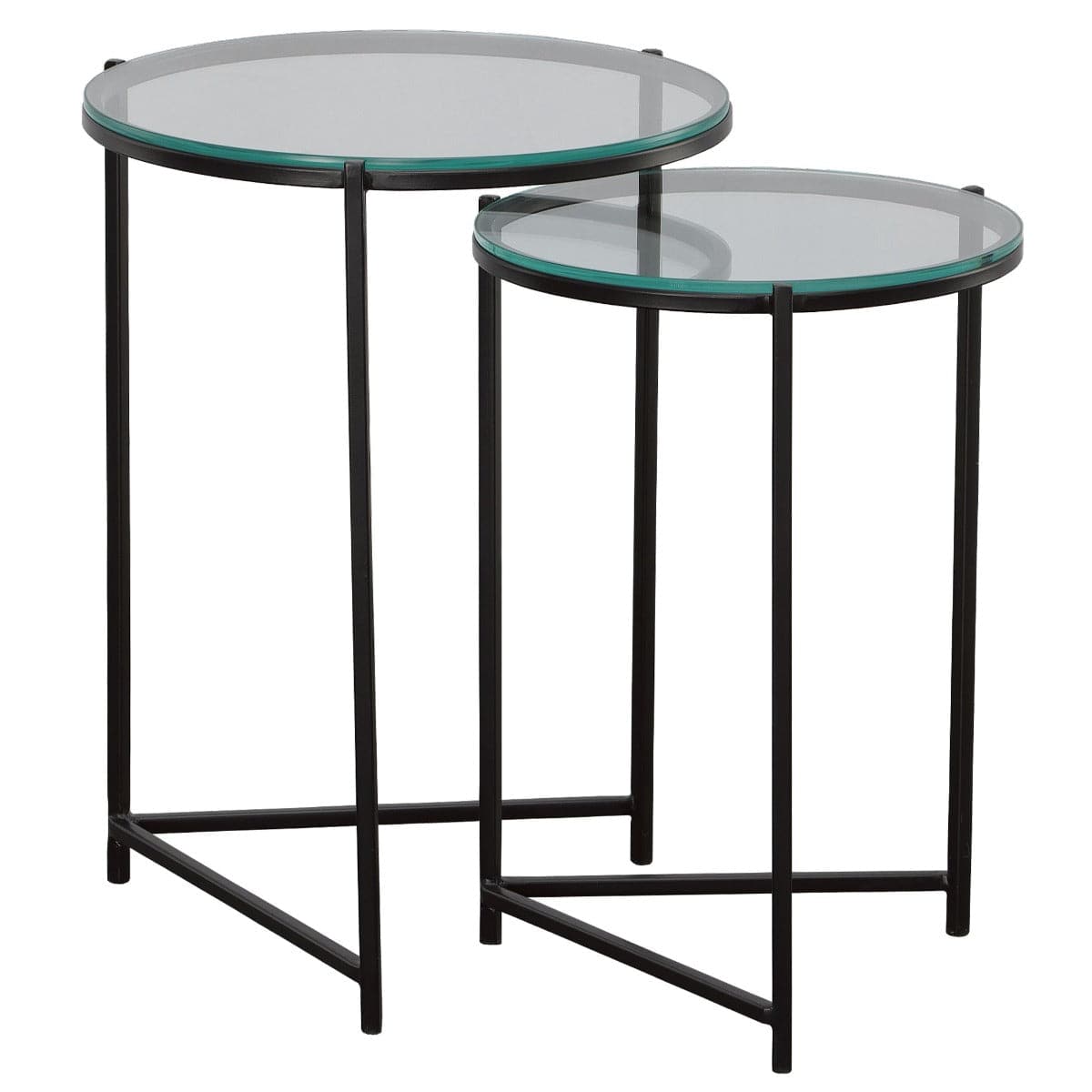 Keiichi Living Orbit Nesting Side Tables Black & Glass House of Isabella UK