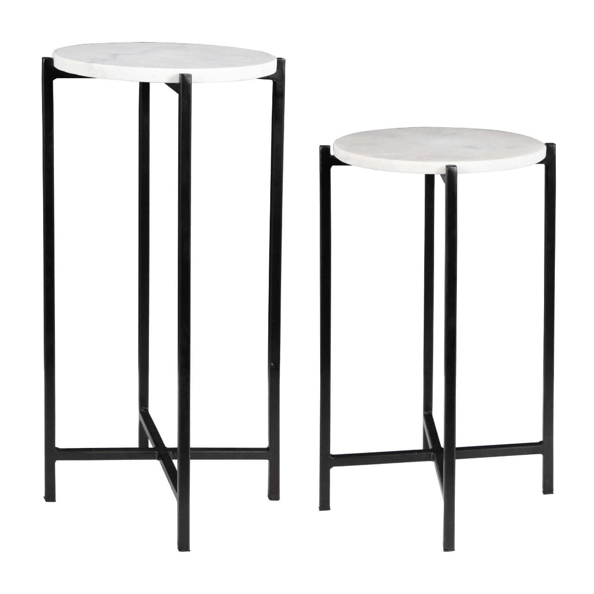Keiichi Living Orla Side Tables White Marble & Black House of Isabella UK