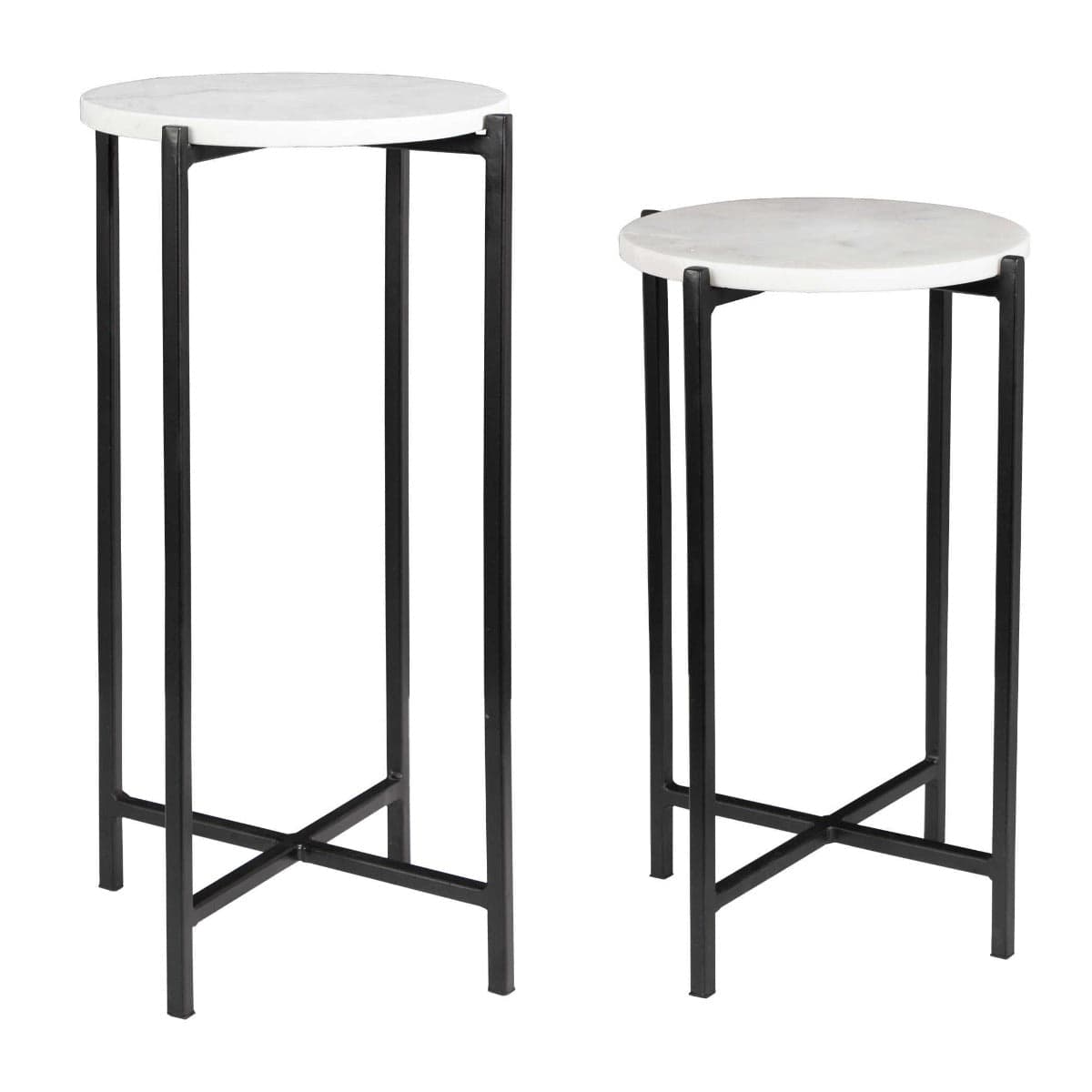 Keiichi Living Orla Side Tables White Marble & Black House of Isabella UK