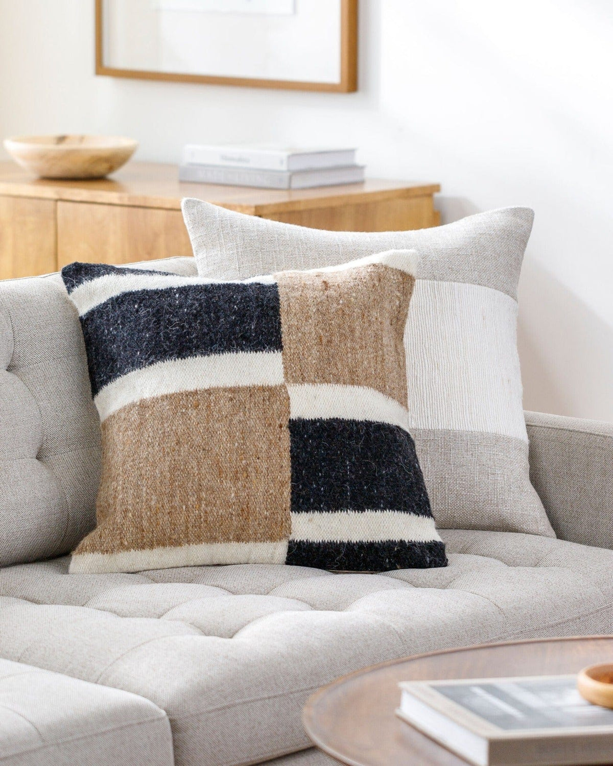 Keiichi Living Osmund Woven Cushion in Black - 51 x 51 cm House of Isabella UK