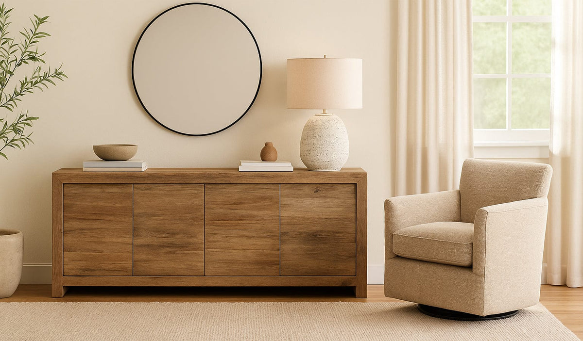 Keiichi Living Reclaimed Oak 4 Door Sideboard House of Isabella UK