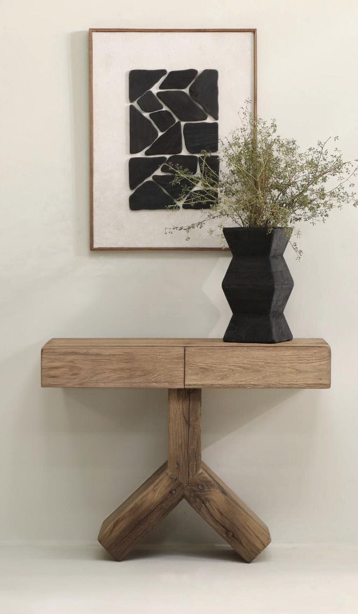 Keiichi Living Reclaimed Oak Console Table Cross House of Isabella UK