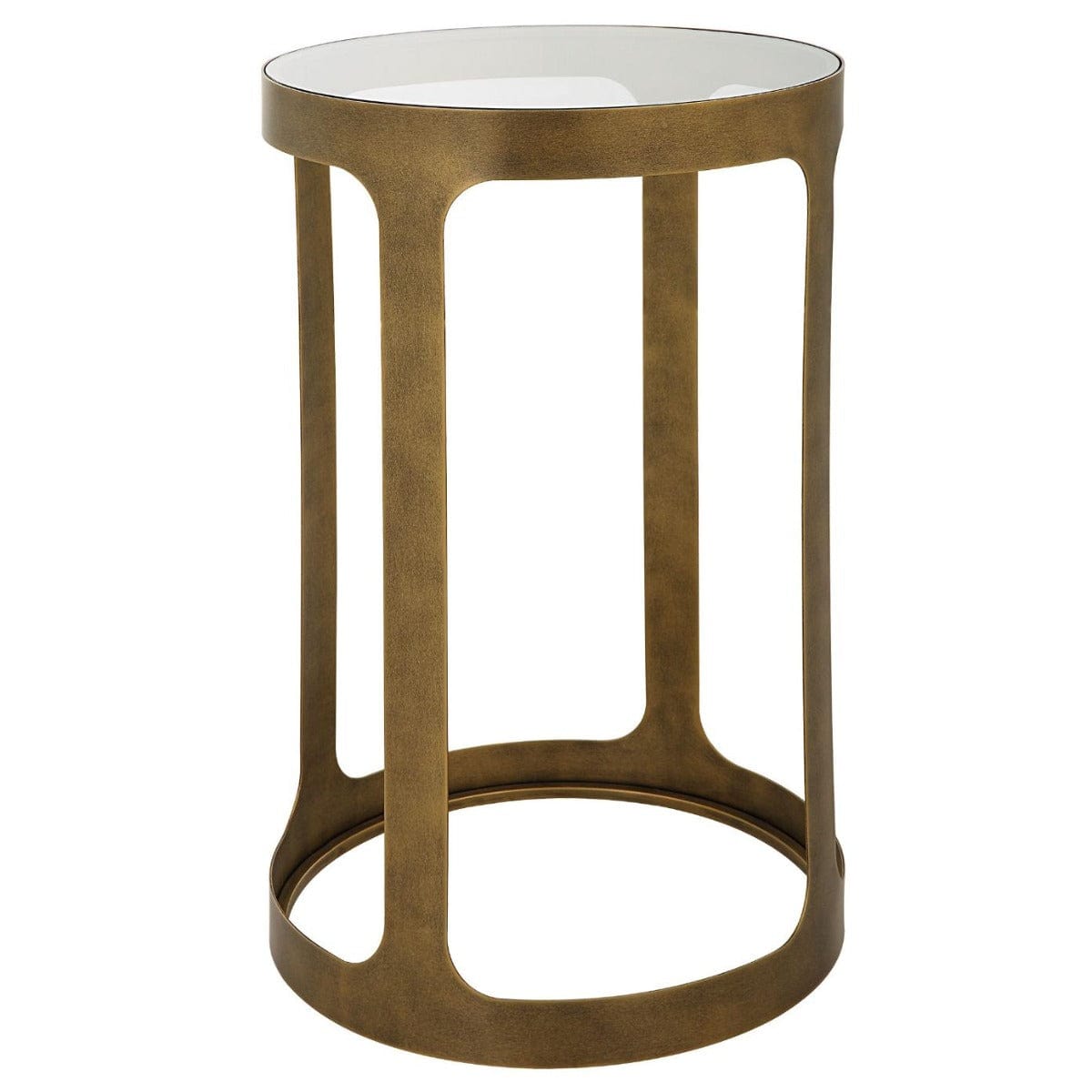 Keiichi Living Retro Cutout Side Table Brass & Glass House of Isabella UK