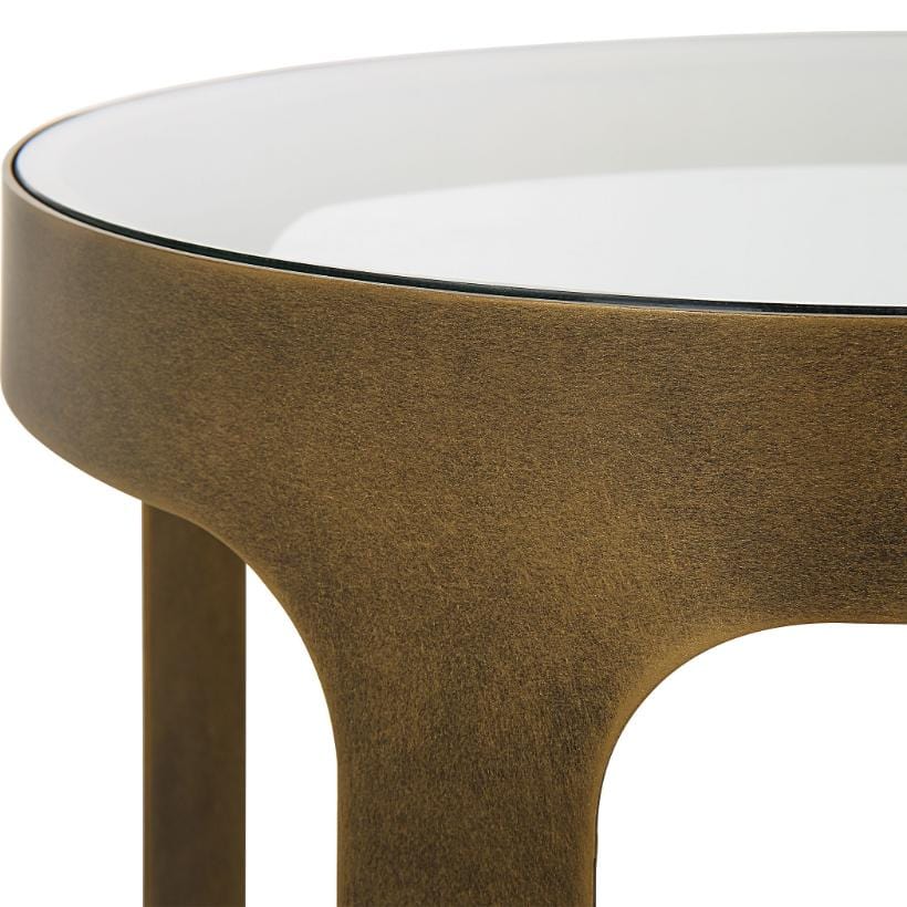 Keiichi Living Retro Cutout Side Table Brass & Glass House of Isabella UK