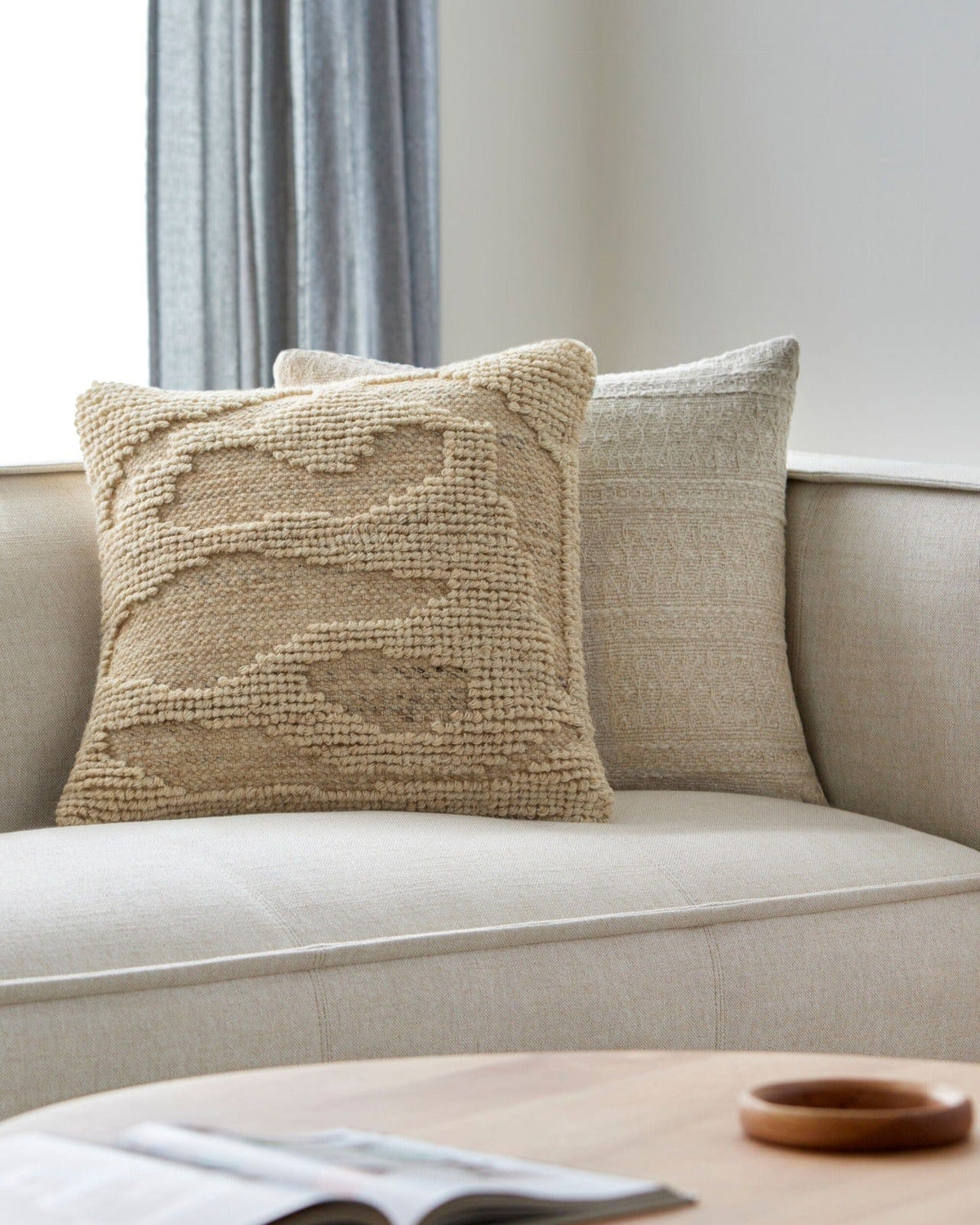 Keiichi Living Sand Dunes Woven Cushion in Beige - 51 x 51 cm House of Isabella UK