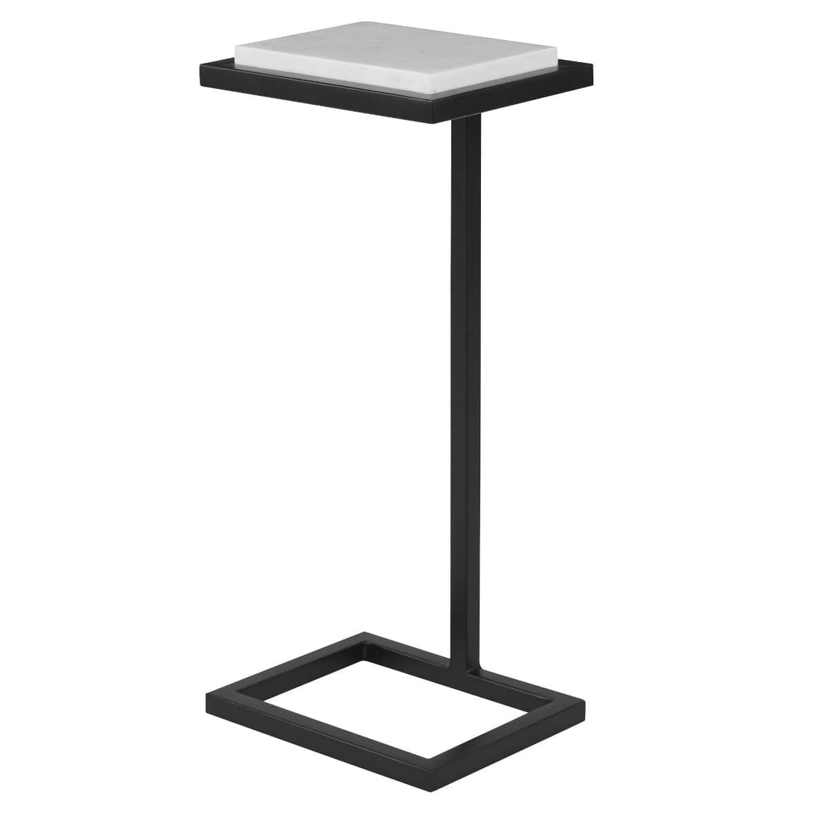 Keiichi Living Served Accent Table White Marble & Black House of Isabella UK